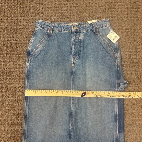 We The Free Skirt 29 Cotton Denim Button Fly High Waisted Slit Maxi Free People - Picture 5 of 15